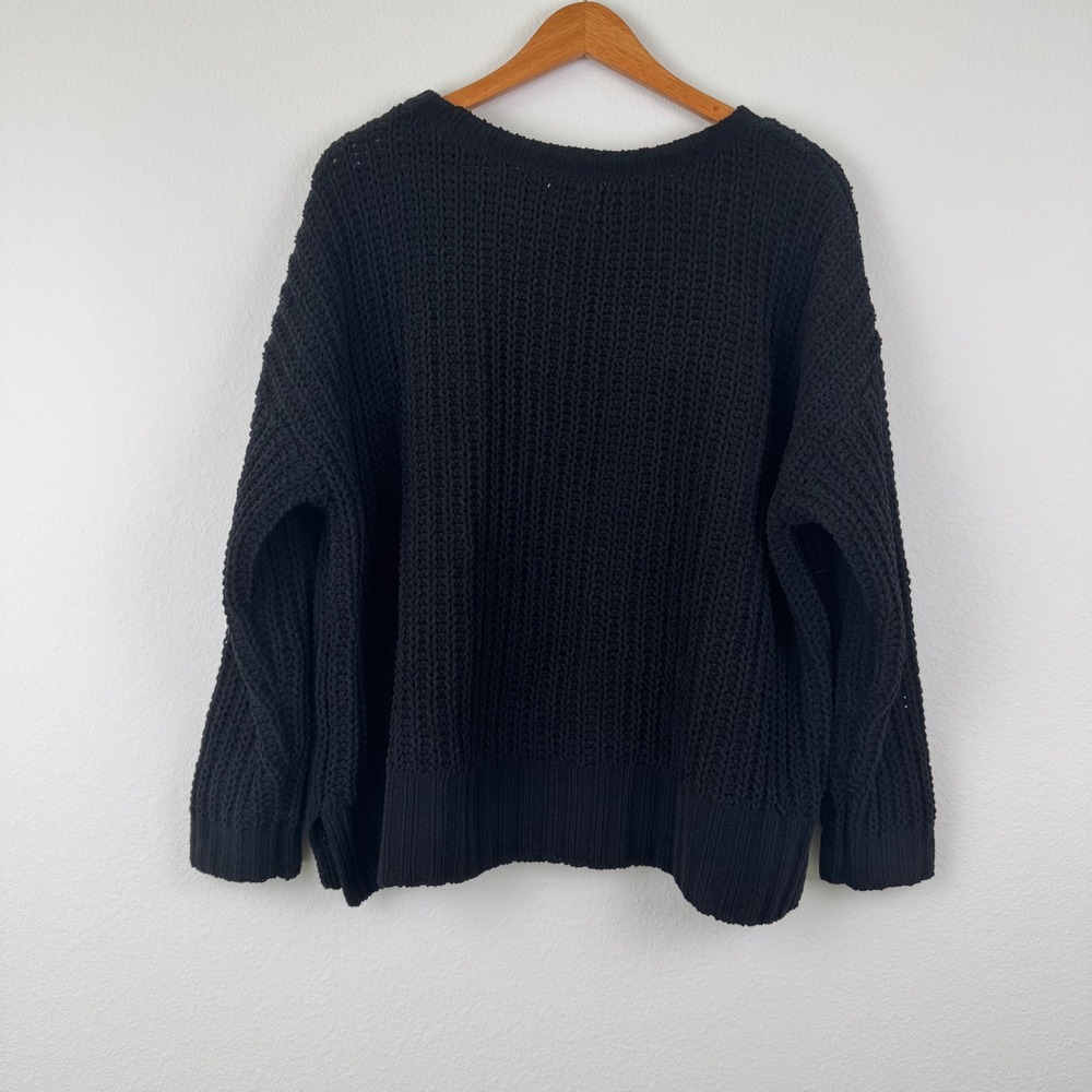 American Eagle Sweater Women XS Black Excellent Chenille Knit Minimalist Casual - Picture 6 of 6